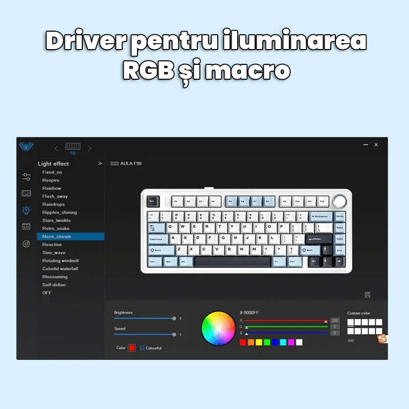 Beasty Negru / Crescent(liniar) Tastatura Aula F75 Mecanica Wireless Bluetooth Gasket Mounted Hotswap RGB de Gaming