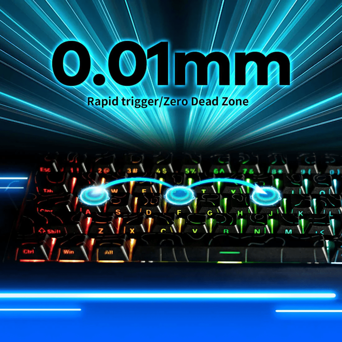 Beasty Negru / Outemu Peach Tastatura Gamakay x NaughShark NS68 Hall Effect Rapid Trigger Snap Tap Hotswap RGB de Gaming