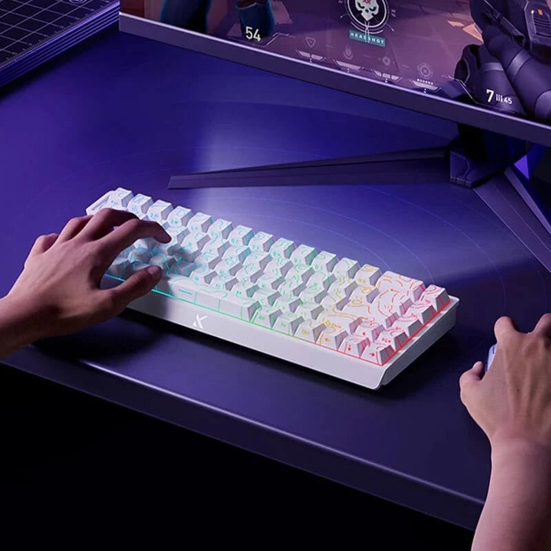 Beasty Alb / White Ice Rhino 2.0 Tastatura MCHOSE Ace 68 Hall Effect Rapid Trigger Snap Tap Hotswap RGB de Gaming