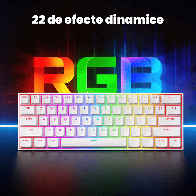 Beasty Negru / Blue Ice Tastatura MCHOSE Ace 60Pro Hall Effect Rapid Trigger Snap Tap Hotswap RGB de Gaming