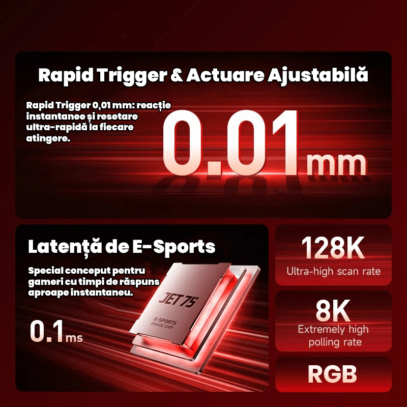 Beasty Alb / Starburst 2.0 Tastatura MCHOSE Jet 75 Hall Effect Rapid Trigger Gasket Mounted Snap Tap Hotswap RGB de Gaming